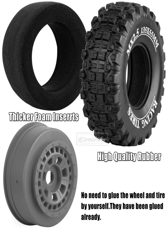 RCarmubWow RC Short Course Truck Tires Wheels for 1/7 1/8 RC Buggy Truck Car ARRM A Mojave 6S TRAXXA UDR, 17MM Adapter Wearable Off-Road Buggy Tire All Terrain Off Road Tyres,4pcs,Grey - Image 4